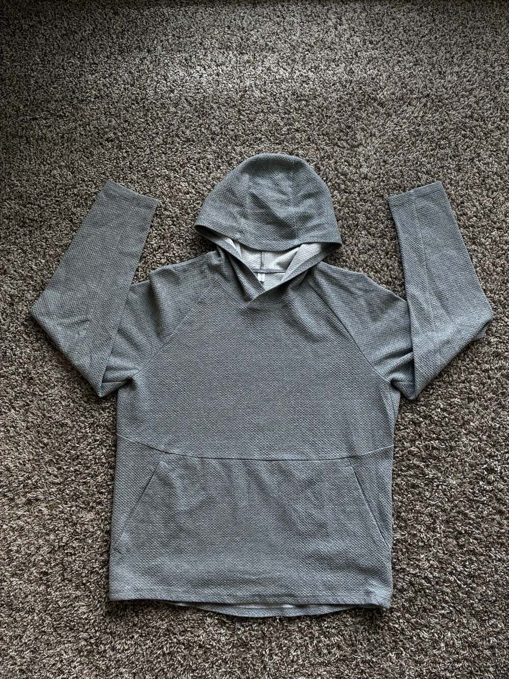 Laslulu/Lululemon At Ease Hoodie Textured Grey Pullover Mens XL